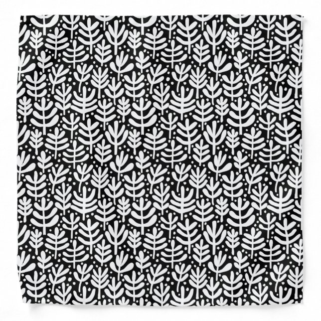 Fern Pattern - White and Black Bandana (Front)
