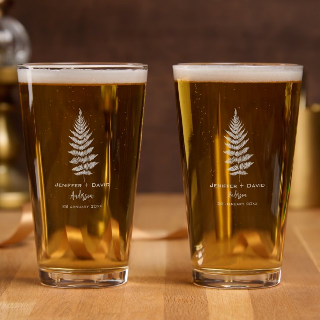 Fern Personalized Wedding,Engagement Party Favors  Pint Glass (Party)
