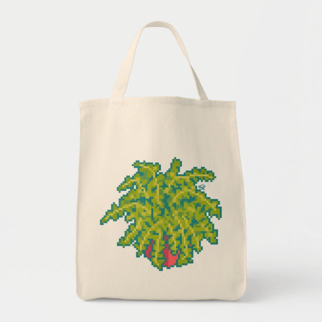 Fern Pixelart, Pixel Art Tote Bag (Front)