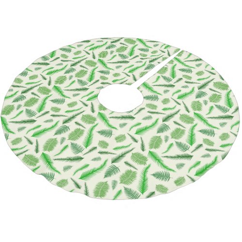 Fern Plant Frond Leaves Pattern Brushed Polyester Tree Skirt