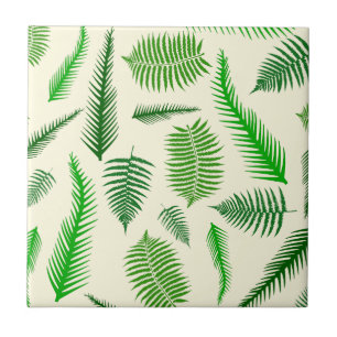 Fern Plant Frond Leaves Pattern Ceramic Tile