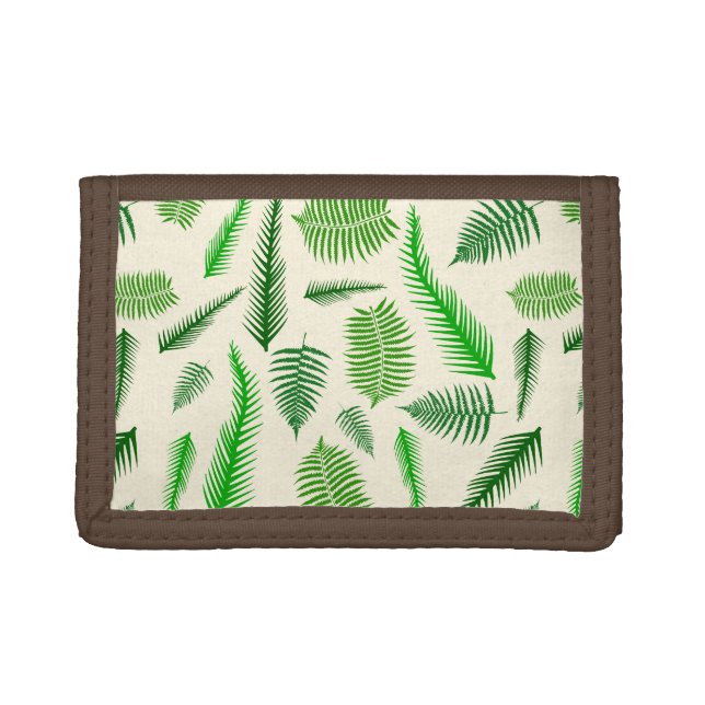 Fern Plant Frond Leaves Pattern Tri-fold Wallet (Front)