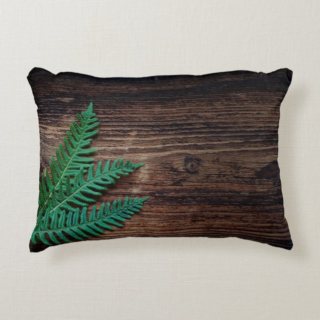 Fern plant wood small fern grunge accent pillow (Front)