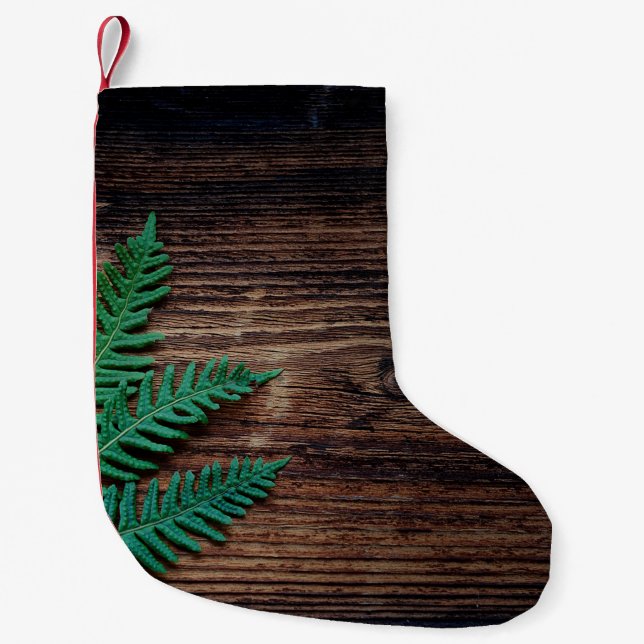 Fern plant wood small fern grunge christmas stocking (Front)