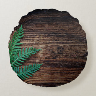 Fern plant wood small fern grunge round pillow