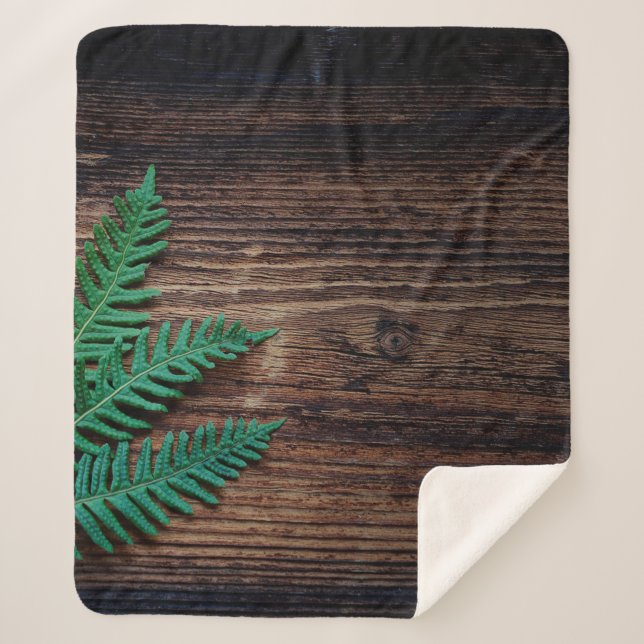 Fern plant wood small fern grunge sherpa blanket (Front)