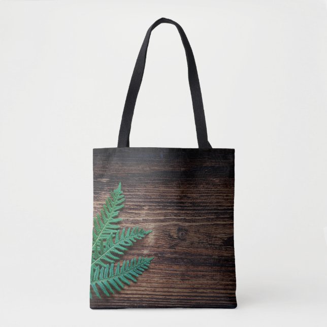 Fern plant wood small fern grunge tote bag (Front)
