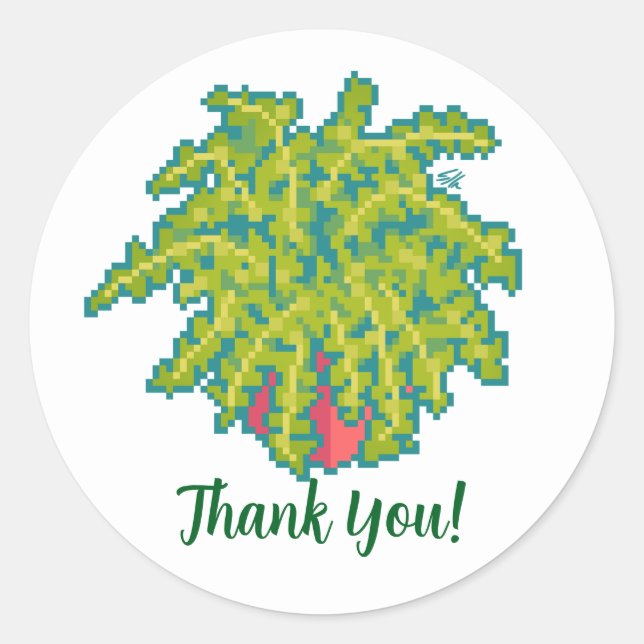Fern, thank you, pixel art, Pixel Art Classic Round Sticker (Front)