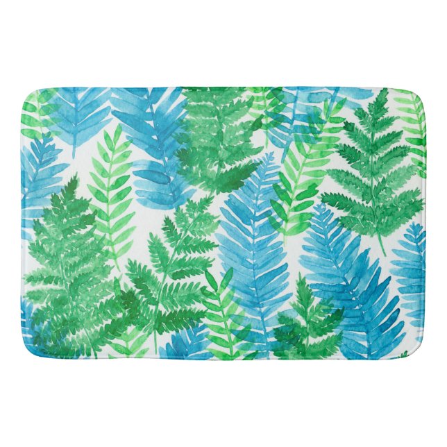 Fern watercolor bathroom mat (Front)