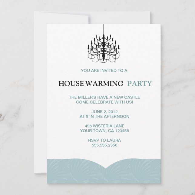 Fern Wings and Chandelier Housewarming Invitations (Front)