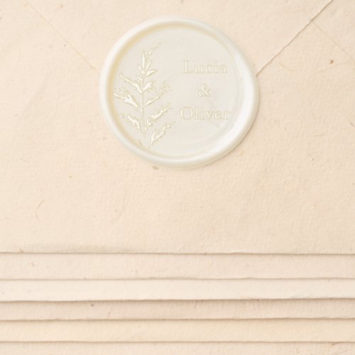 Fern with Monogram or Bride and Grooms Name Wax Seal Sticker