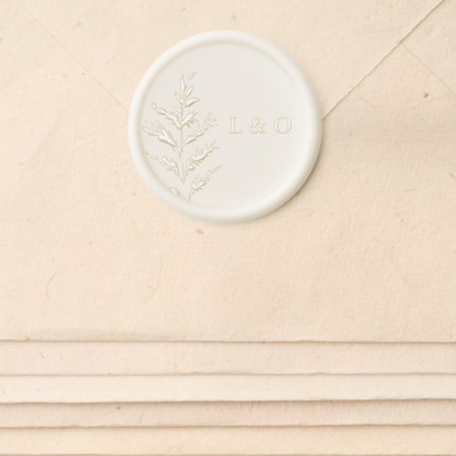 Fern with Monogram or Bride and Grooms Name Wax Seal Sticker