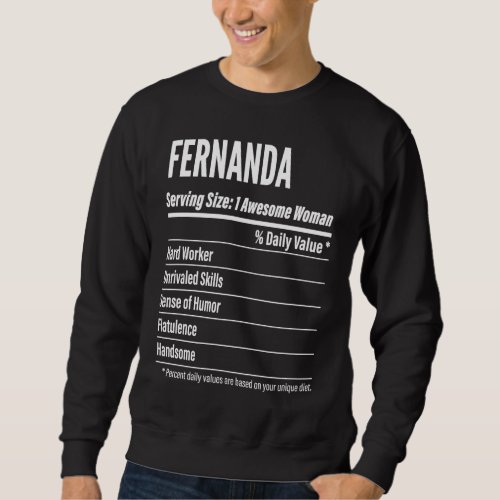 Fernanda  Nutritional Facts Serving Size Calories Sweatshirt