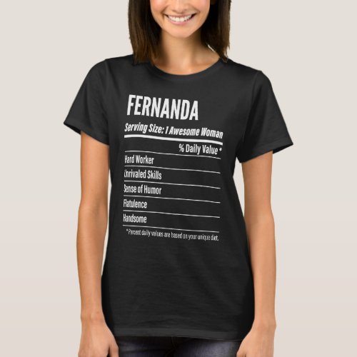 Fernanda  Nutritional Facts Serving Size Calories T_Shirt