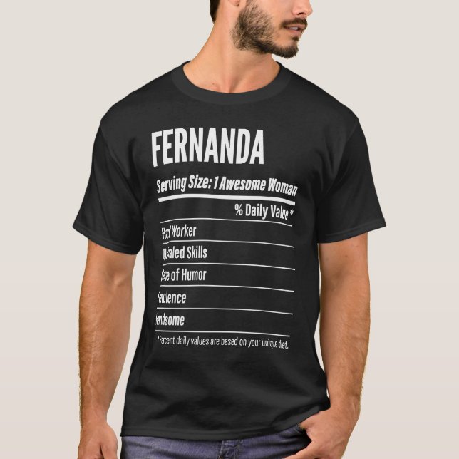 Fernanda  Nutritional Facts Serving Size Calories T-Shirt (Front)