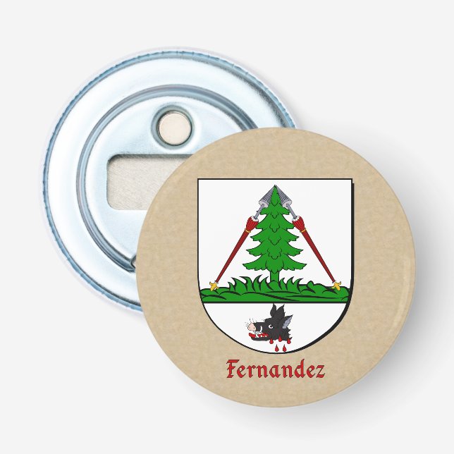 Fernandez Heraldic Arms on Parchment Style Back Bottle Opener (Front)