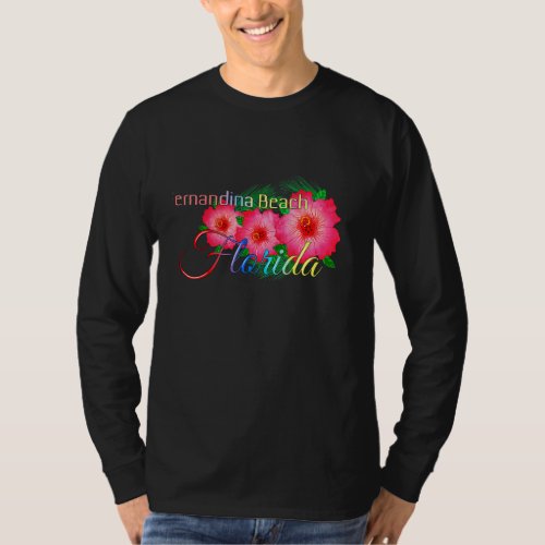 Fernandina Beach Florida Tropical Flowers Family V T_Shirt
