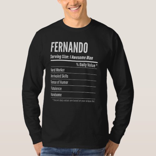 Fernando Serving Size Nutrition Label Calories T_Shirt