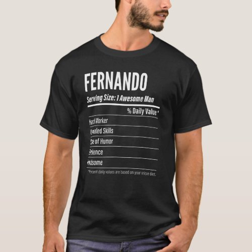 Fernando Serving Size Nutrition Label Calories T_Shirt