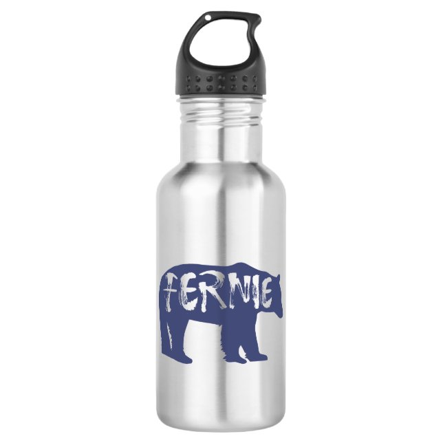 Fernie British Columbia Bear Stainless Steel Water Bottle (Front)