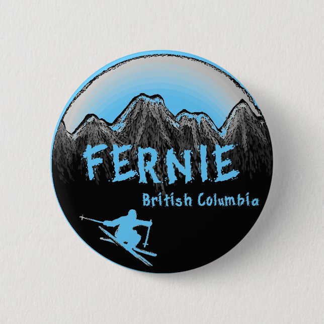 Fernie British Columbia Canada ski Button (Front)