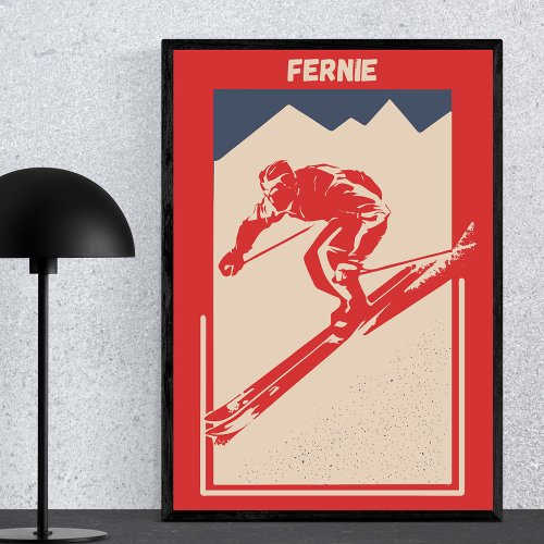 Fernie British Columbia Canada Ski Resort _ Retro Poster