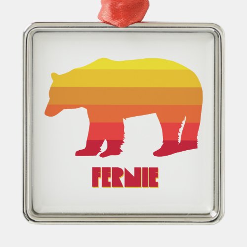 Fernie British Columbia Rainbow Bear Metal Ornament