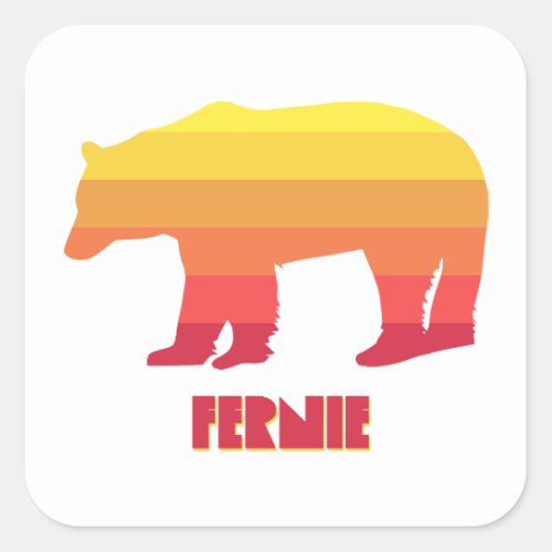 Fernie British Columbia Rainbow Bear Square Sticker