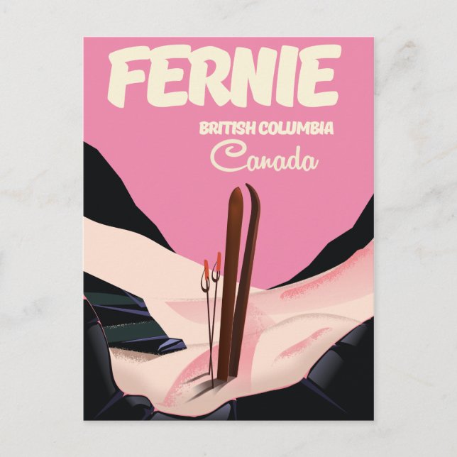 Fernie British Columbia Ski poster Postcard (Front)