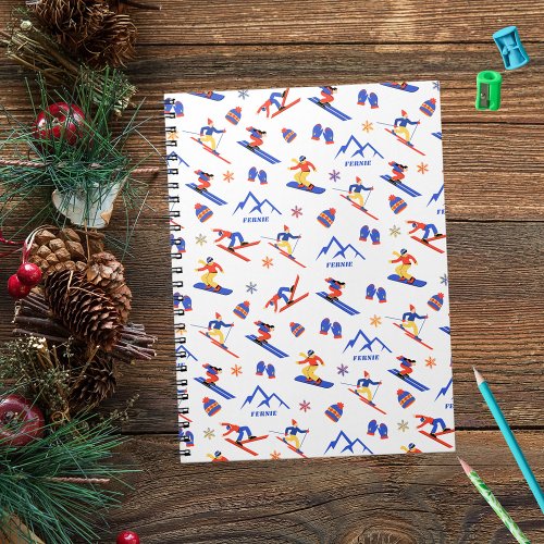 Fernie British Columbia Ski Snowboard Pattern Notebook