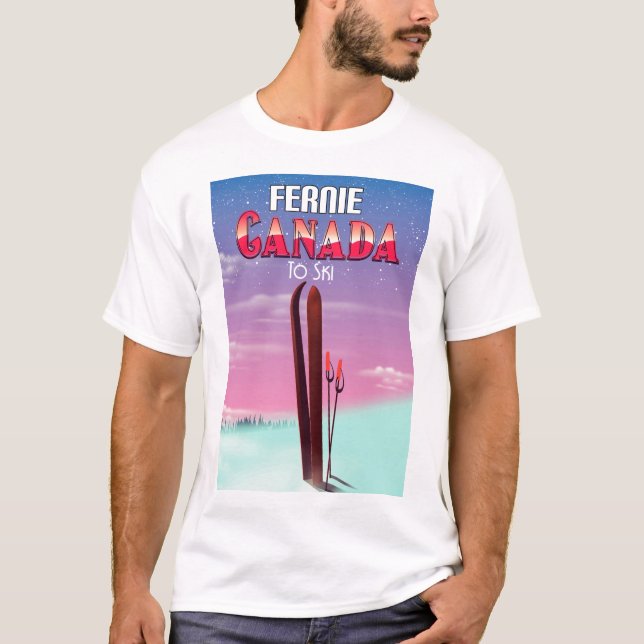 Fernie Canada ski travel poster. T-Shirt (Front)