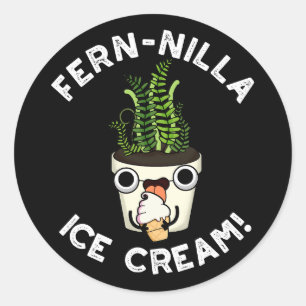 Fernilla Ice Cream Ice Cream Plant Pun Dark BG Classic Round Sticker