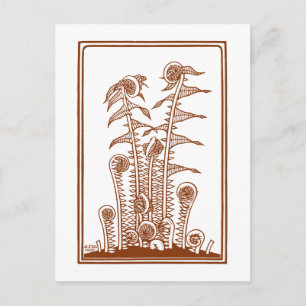 Ferns (1920) by Julie de Graag Vintage Woodcut Postcard