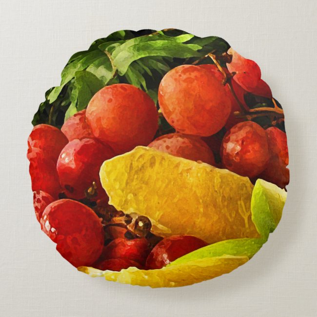 Ferns and Fruit Round Pillow