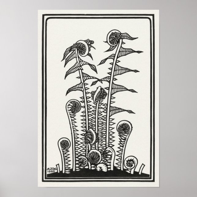 Ferns by Julie de Graag Art Nouveau Poster (Front)