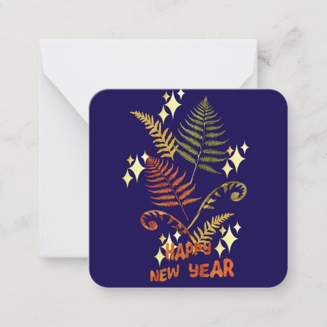Ferns Happy New Year  Note Card (Front)