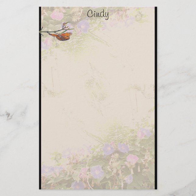 Ferns Morning Glory Stationery (Front)