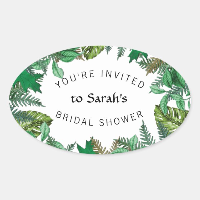 Ferns n Leaves Greenery Bridal Shower Sticker (Front)