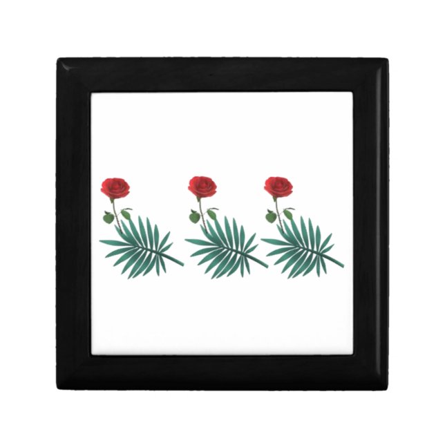 Ferns n Roses Wooden Jewelry Keepsake Box (Front)