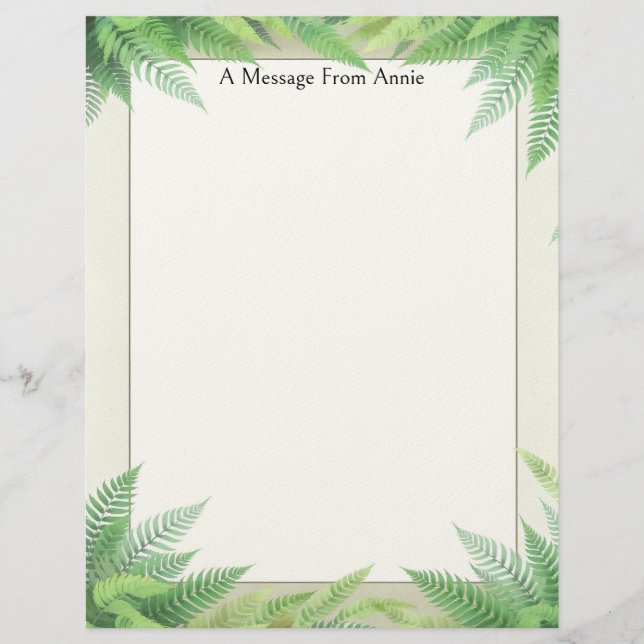 Ferns on a Frame Stationery Paper (Front)