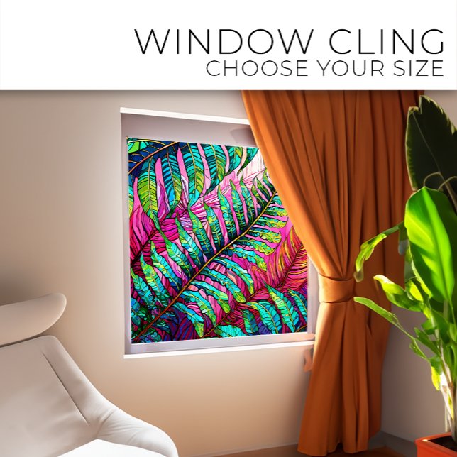 Ferns on Pink Stained glass art Window Cling (Creator Uploaded)
