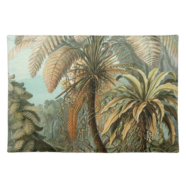 Ferns Palm Tree Antique Botanical Ferns Art Cloth Placemat (Front)