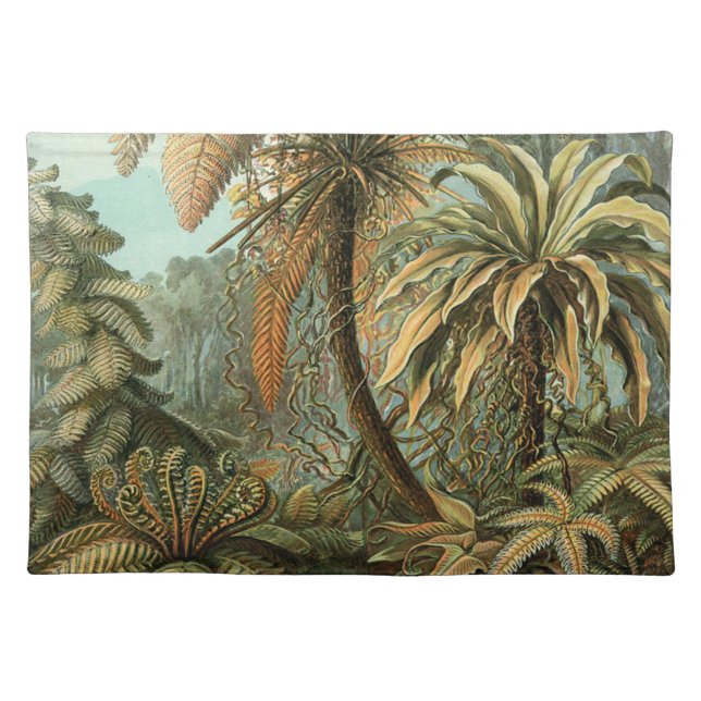 Ferns Palm Tree Antique Botanical Ferns Art Cloth Placemat (Front)