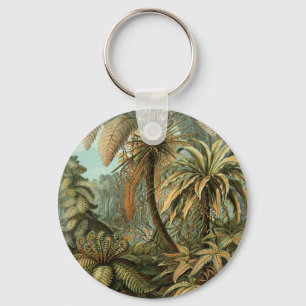 Ferns Palm Tree Antique Botanical Ferns Art Keychain