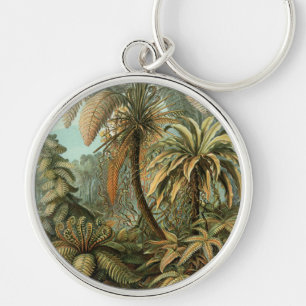 Ferns Palm Tree Antique Botanical Ferns Art Keychain