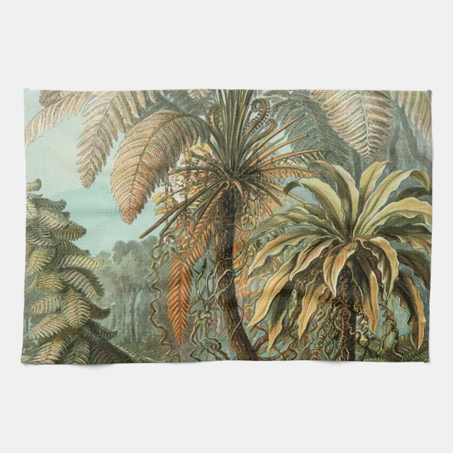 Ferns Palm Tree Antique Botanical Ferns Art Kitchen Towel (Horizontal)