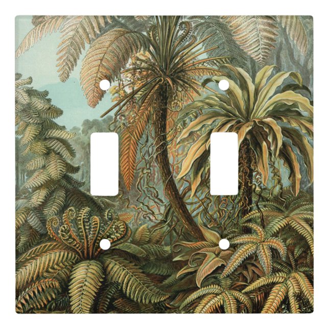 Ferns Palm Tree Antique Botanical Ferns Art Light Switch Cover (Front)