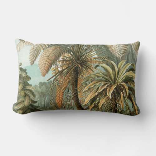 Ferns Palm Tree Antique Botanical Ferns Art Lumbar Pillow