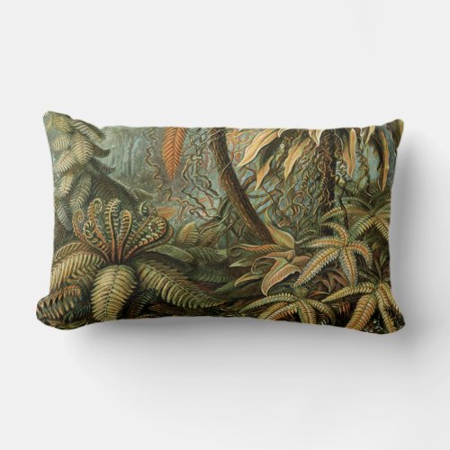 Ferns Palm Tree Antique Botanical Ferns Art Lumbar Pillow