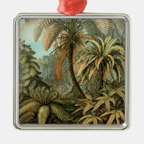 Ferns Palm Tree Antique Botanical Ferns Art Metal Ornament